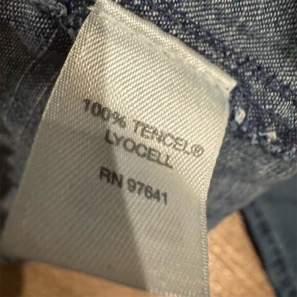 J. Jill XS Blue Chambray Button Down Tunic Blouse Lagenlook Minimalist Tencel - Picture 4 of 7